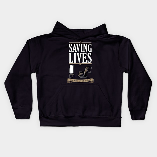 Saving Lives One Box Set at a Time Kids Hoodie by DoodleDojo